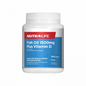 纽乐鱼油1500mg+维生素D 300粒